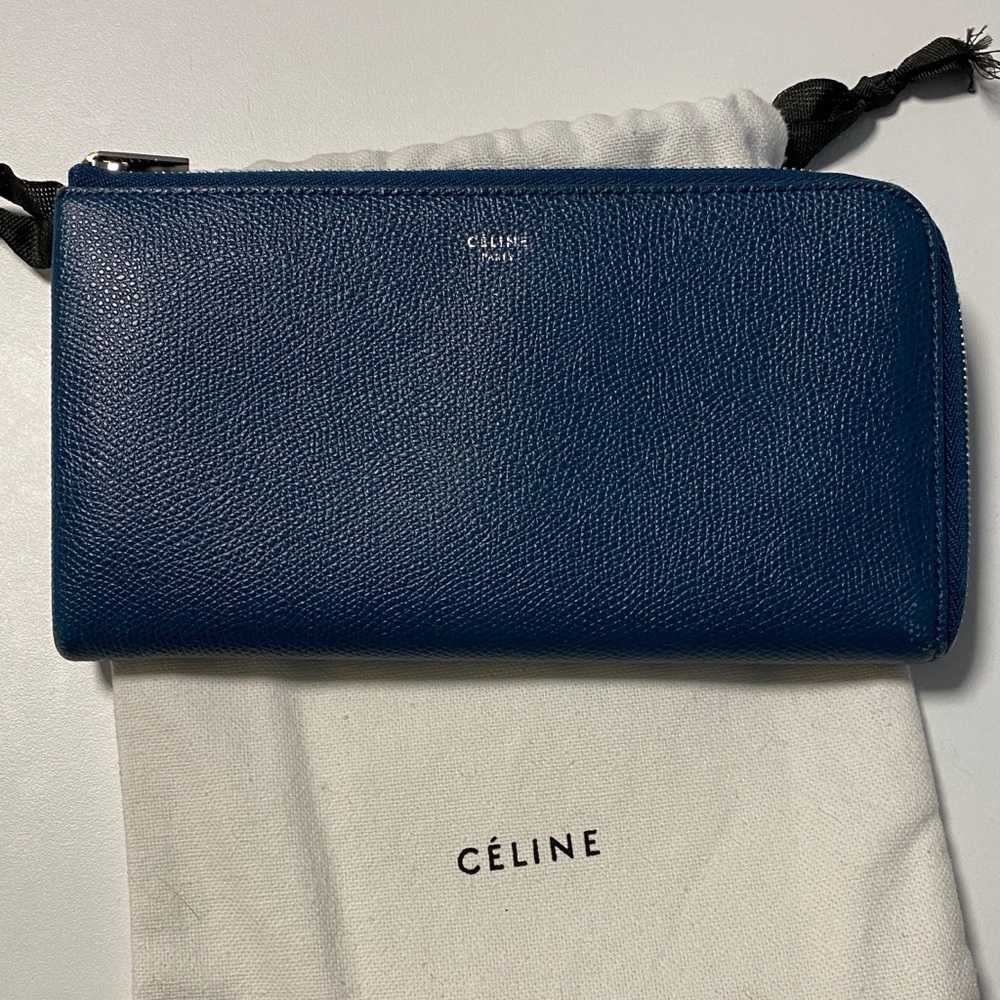 Authentic Celine blue half Zipped Wallet Preloved
